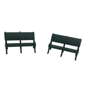 Set of 2 Department 56 Heritage Village Metal Park Benches Green